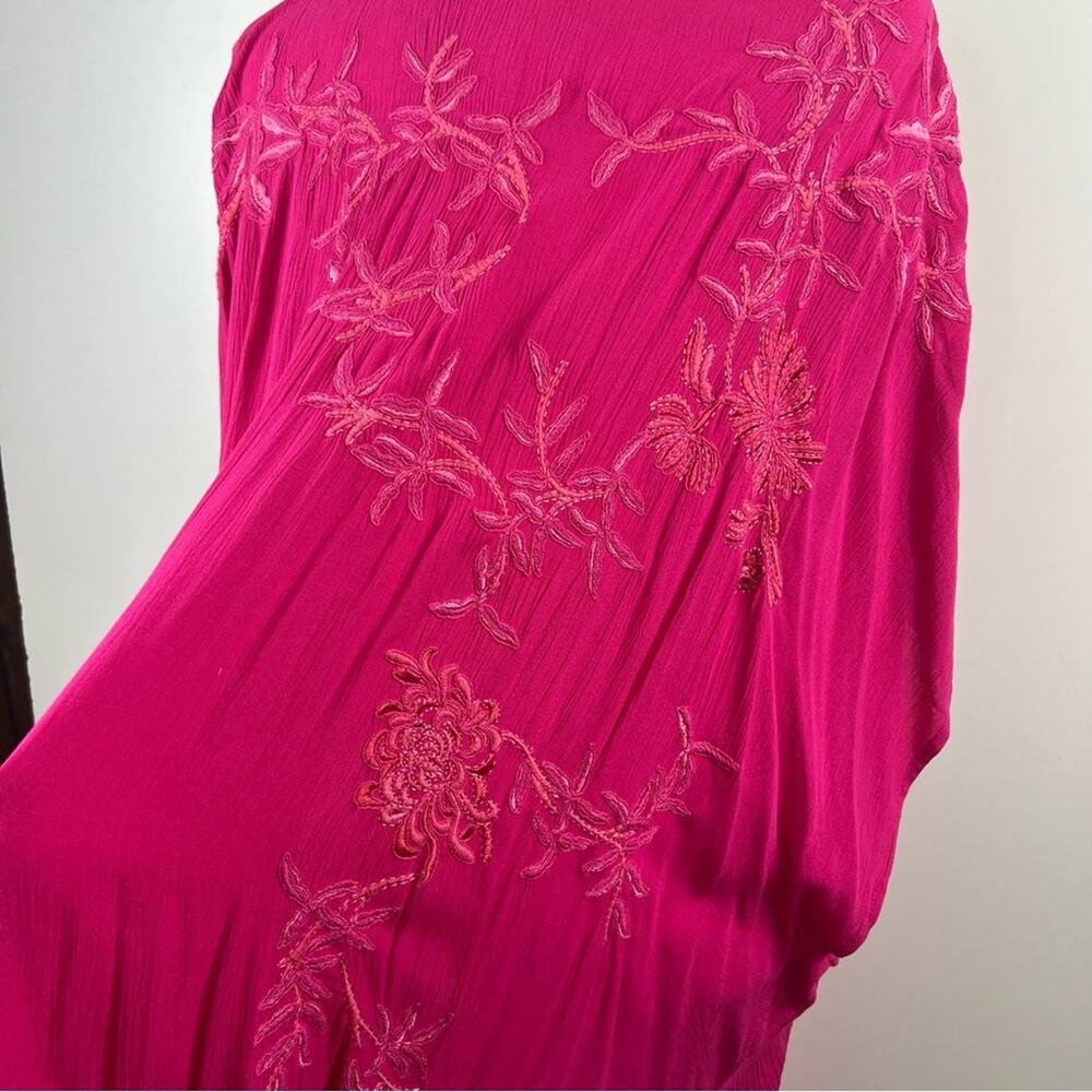 Chico's Fuchsia Floral Fringe Wrap - Picture 13 of 16